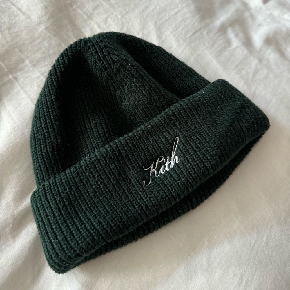 KITH women’s script beanie in color, “stadium”